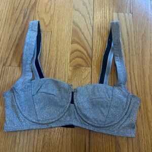 White Fox Boutique Shimmering Silver Crop Top